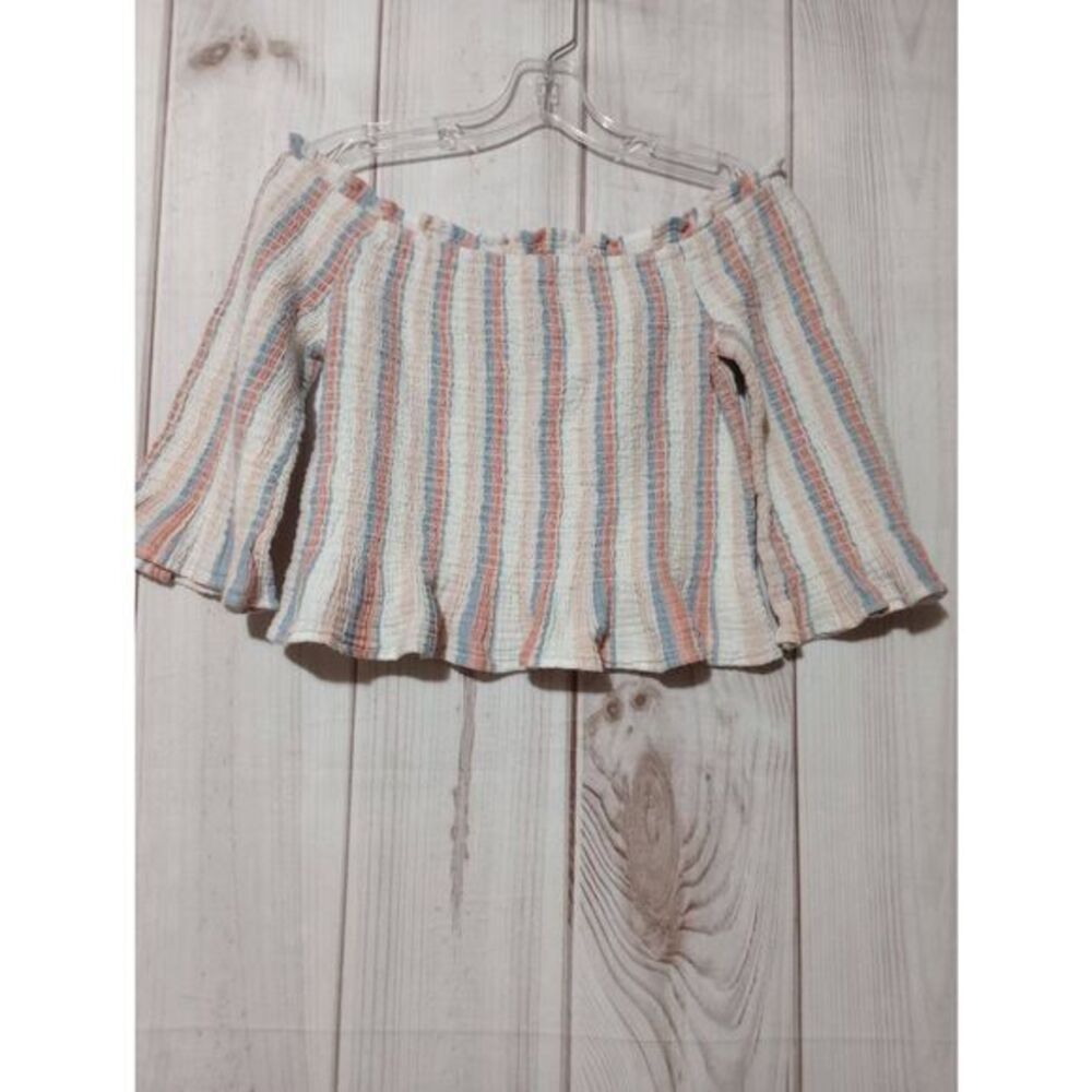 American Eagle Shirt Ladies Large Off The Shoulder Pink
